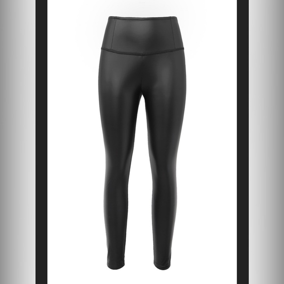 Last 1 ! Black Faux Leather High Rise Leggings - Picture 5 of 13